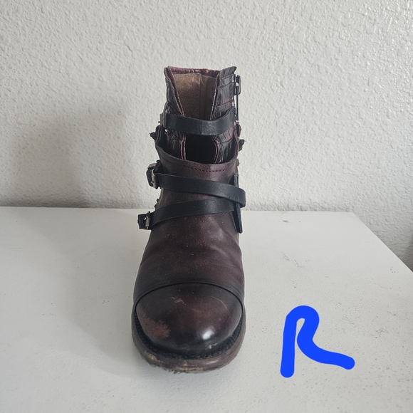 Freebird by Steven Burgundy Leather Ankle Boots Crue - Picture 7 of 16